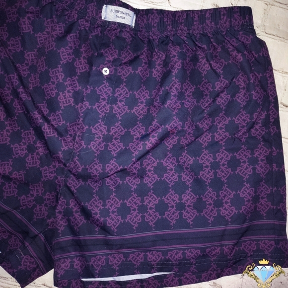 SHEIN Sumwon Men's Mid-Length Boxer Shorts - Size Large Geometric Pattern Lounge - Picture 5 of 7